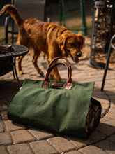 Green Canvas Leather Handle Log Carrier - USA Made