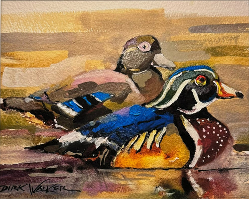 DRAKE AND HEN WOOD DUCK by Artist Dirk Walker