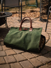 Green Canvas Leather Handle Log Carrier - USA Made