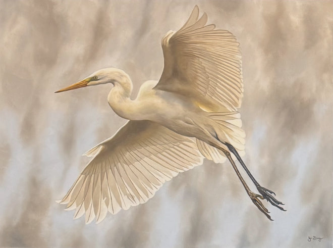 Snowy Egret Original by Jim Denney