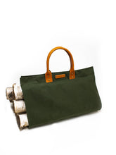 Green Canvas Leather Handle Log Carrier - USA Made