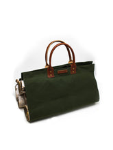 Green Canvas Leather Handle Log Carrier - USA Made