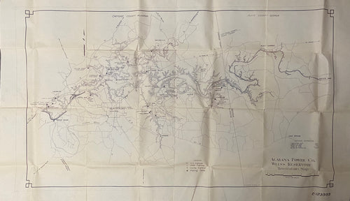 1961 Weiss Lake Power Co Map 32x52 Framed