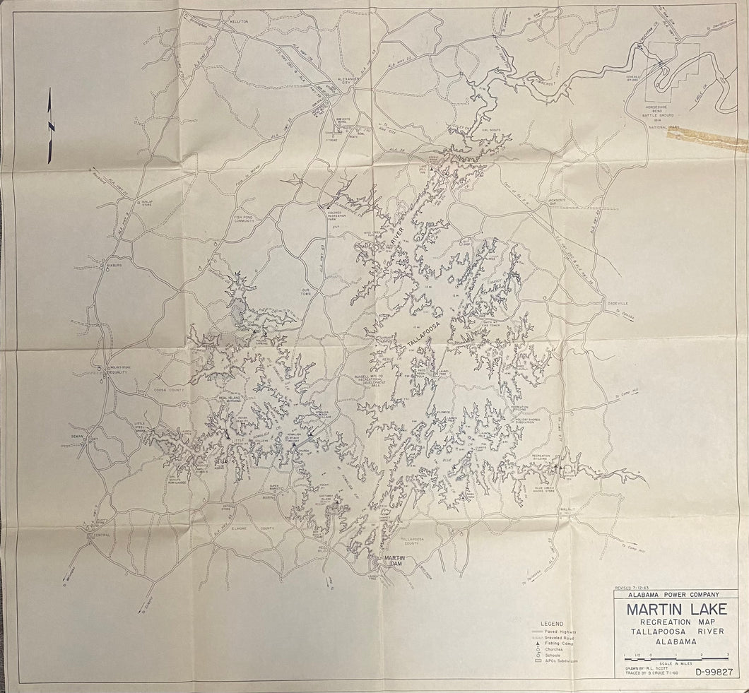 1960 Lake Martin Power Company Map